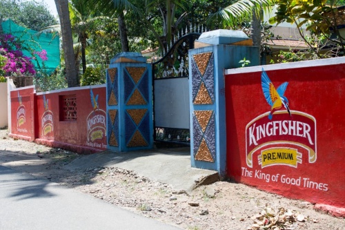 Advertisements for Kingfisher, the most popular beer. While the beer itself isn’t nationalized, all alcohol sales in Kerala are public.