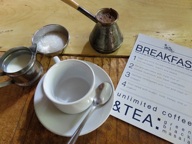 They do a gorgeous 200 rupee breakfast with UNLIMITED turkish coffee…so good.