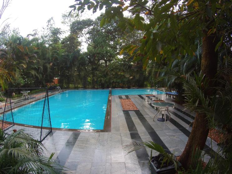 Best thing in the heat: The refreshing pool at Greenwoods in Thekkady